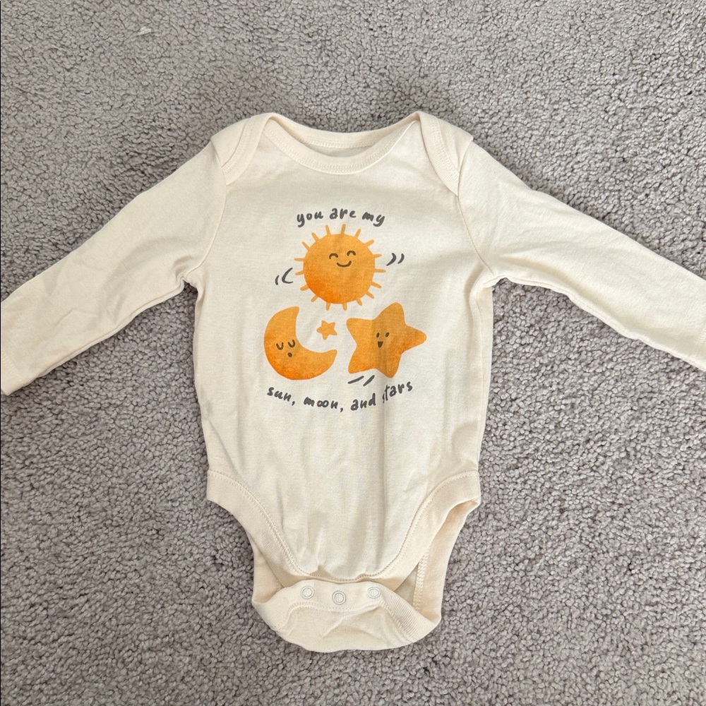 Old Navy Cream Bodysuit with Sun, Moon, and Star Design